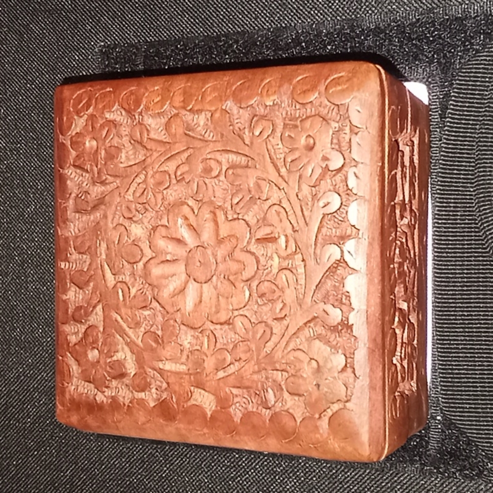 Hand Carved Wooden Box /Trinket Box
